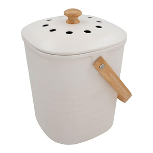 Poubelle de compost de cuisine en fibre de bambou, blanc, 3 litres - Product Image 1