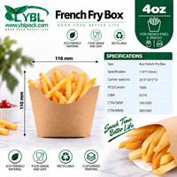 Mini boîte à frites de 4 oz en papier kraft de qualité alimentaire, jetable et résistante à la graisse, pour la restauration rapide