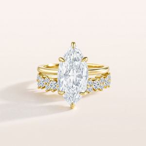 Anillo de Compromiso y Boda SPJ de Lujo en Plata de Ley S925 con Corte Marquesa, Circonita Cúbica 8A con Corte Hielo, Apilable y Bañado en Rodio, de Moda - Product Image 5