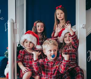 Personalizado Buffalo Plaid Navidad hermano conjunto de pijamas a juego rojo Plaid estampado franela Pijamas bebé niña camisón - Product Image 1