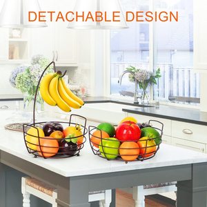 PF-FB017 cesto di frutta a 2 livelli <span class=keywords><strong>per</strong></span> cucina con gancio a Banana, portafrutta <span class=keywords><strong>per</strong></span> bancone da cucina cesto di <span class=keywords><strong>pane</strong></span> portafrutta - Product Image 3