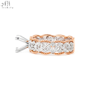 Exclusive Two Color Hollow Out Design 18K Solid Gold Real Natural Diamond Semi Mount Setting Engagement <b>Ring</b> For Women's Wedding - Product Image 2