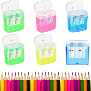 Sacapuntas de Doble Orificio de 8 mm, en Varios Colores, para Oficina, Escuela y Regalos, en Contenedor de Plástico - Product Image 4
