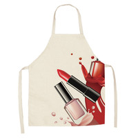 Vernis à ongles rouge à lèvres maquillage motif impression tabliers pour enfants et adultes tablier en lin cuisine cuisson peinture porter 17 couleurs