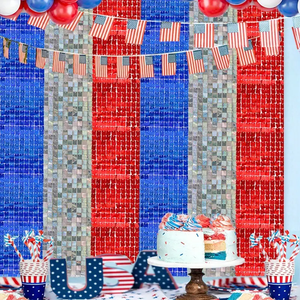 Panneau mural carré à paillettes scintillantes pour le 4 juillet et la Saint-Valentin, 30x30cm, rouge, argent, bleu, pour le Jour de l'Indépendance et le Jour commémoratif - Product Image 5