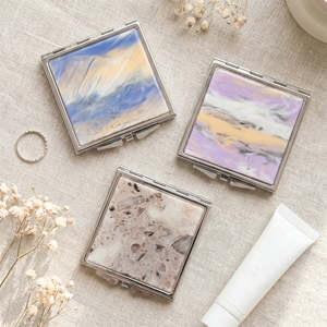Square Metal Compact <b>Mirror</b> <b>Acrylic</b> Pattern Inlay Marble Texture Dual Sided Folding Pocket Makeup <b>Mirror</b> Custom Logo Bulk - Product Image 4