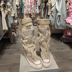 2026 Nuovi Stivali Canapa Alti Graffiti Stivali Primaverili da Donna a Canne Ample e Medie - Product Image 3