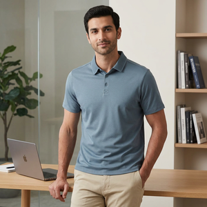 Nueva Camisa Casual de Golf para Hombre, Antiarrugas, Estampada, 100% Algodón Pima, Ultra Suave, Manga Corta, Diseño con Bolsillo para Negocios - Product Image 1