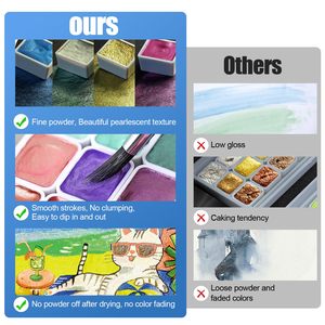 Panwenbo 20 Colors Shimmer Metallic Watercolour Paint Sets Solid <strong>Pearl</strong> Water Color Paints Mini Glitter Watercolor Paint Set - Product Image 3