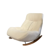Fauteuil de salon minimaliste moderne crème, chaise à bascule d'appoint bohème, design ergonomique, en bois, pour chambre, appartement, salle à manger, hôtel - Simple