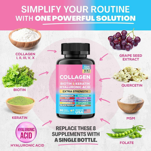 Capsules de complément alimentaire au collagène Cosmic Collagen 14 en 1 avec biotine, kératine, acide hyaluronique, 90 capsules végétales, extra forte - Product Image 5