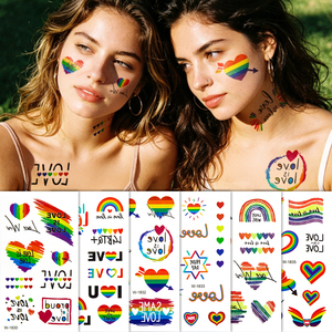Tatuaggi Temporanei <span class=keywords><strong>Arcobaleno</strong></span> Pride in Offerta, Adesivi per Tatuaggi Stampati per Uomini e Donne, Viso, Corpo, Braccia, Vita - Product Image 1