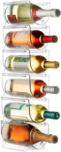 Suporte organizador de garrafa de vinho em acrílico empilhável de plástico único e elegante independente