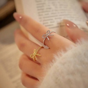 Anillo de Plata de Ley S925 con Lazo para Mujer, Joyería Minimalista de Moda, Regalo - Product Image 1
