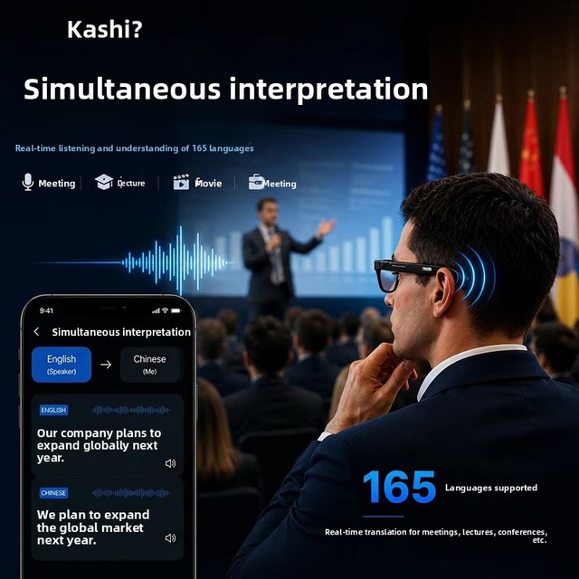 AI Translation Glasses Real-Time Simultaneous Translation Translator Video Audio Call Translation Voice Transcription