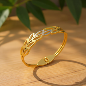 Pulsera de Acero Inoxidable Chapada en Oro con Diseño de Hoja Hueca, Cadena de Eslabones de Moda, Joyería Unisex para Regalo - Product Image 2