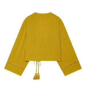 Ensemble personnalisé 2026 vintage : veste à double boutonnage avec franges et découpes et short garni, tenue deux pièces pour plage et villégiature, OEM par usine chinoise - Product Image 3