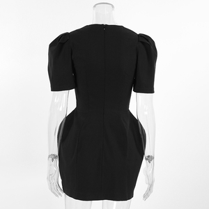 Vestido Negro con Cuello Cuadrado para Mujer, Primavera/Verano 2026, Diseño Personalizado OEM |   Vestido de Gala con Mangas Abullonadas, Diseño de Diseñador, Cintura Definida - Product Image 6