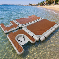 Plateforme flottante gonflable avec plancher en teck souple pour jet ski, yacht, bateau, stationnement aquatique