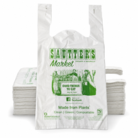 Sacs à T-shirts personnalisés imprimés en PBAT PLA compostables à domicile, sacs de courses biodégradables avec poignées