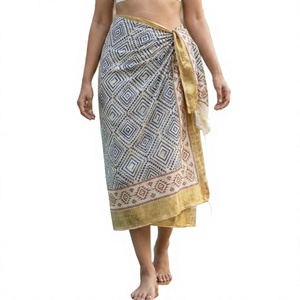 House Ananya Natural Nonwoven Vintage Boho Cotton <b>Beach</b> Sarong <b>Wrap</b> Skirt Women Handmade Cover-Up Lightweight Mini A-Line - Product Image 1
