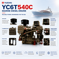 Moteur diesel Yuchai série YC6T YC6T540C, 4 cylindres en ligne, turbocompressé, refroidi par intercooler, pompe à carburant mécanique, 1800 tr/min, puissance marine