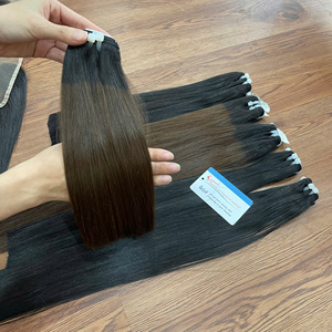 Machine de couleur foncée droite d'os double trame extension de cheveux humains vietnamiens cheveux de luxe pleine longueur - Product Image 3