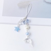 Dauphin Perles Téléphone Charme Bleu Thème Perlé Porte-clés Doux Exquis Sac À Dos Décoration Accessoires Cadeaux