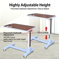 Table de repas mobile réglable en hauteur pour patient, avec 4 roulettes pivotantes verrouillables, pour lit d'hôpital, usage médical