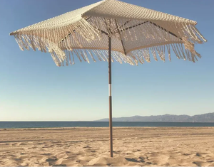 Sombrilla de Playa con Dosel Tejido, Borlas de Crochet y Flecos de Macramé de Diseño Moderno para Uso Exterior en Hoteles, Parques y Gimnasios - Product Image 5