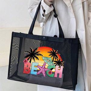 Bolsa de Malla Húmeda de Verano para Playa, Bolso de Compras con Logotipo Personalizado, Uso Diario de Viaje, Consejos PARA EL Hombro y el Baño, Bolsas de Playa de Malla - Product Image 6