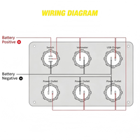 Panneau de commutation à 6 interrupteurs à bascule 12V 24V avec chargeur USB PD QC3.0, voltmètre et 3 prises allume-cigare pour camping-car, bateau, camion, yacht