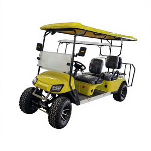 Carrito de Golf Eléctrico Amarillo de 4 Plazas con Techo Abierto, Carro Utilitario a Batería para Transporte en Hoteles y Resorts - Product Image 1