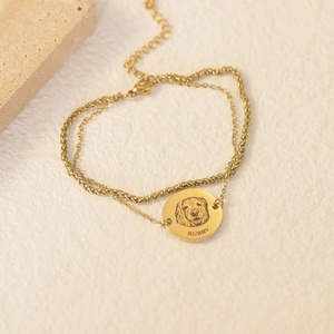 Wholesale the Latest Fashion Stainless Steel <b>Custom</b> Pet Portrait DIY <b>Name</b> Engraving Jewelry Set for Gift Party - Product Image 3