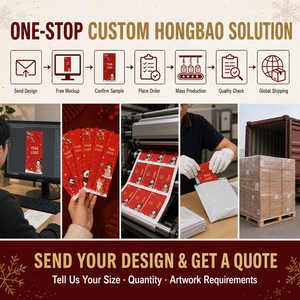 Ensemble de Hongbao personnalisable sur le thème de la neige avec 6 motifs peints à la main et accents en feuille d'or pour le Nouvel An Chinois - Product Image 6