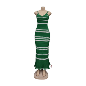Nouveauté 2024 <span class=keywords><strong>Robe</strong></span> Cintrée à Bretelles, Tricot Rayé, Décontractée et Sexy, Longueur <span class=keywords><strong>Mi</strong></span>-Mollet, <span class=keywords><strong>Robe</strong></span> Portefeuille pour <span class=keywords><strong>Femme</strong></span> - Product Image 4