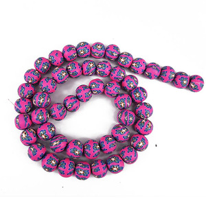Cuentas Redondas de <span class=keywords><strong>Arcilla</strong></span> Polimérica con Diseño Floral Multicolor Vintage, Cuentas de <span class=keywords><strong>Arcilla</strong></span> Polimérica con Diseño de Rayas de Zebra - Product Image 3