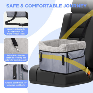 Siège rehausseur double premium pour chien, pour petits chiens, transporteur de voyage pour animaux de compagnie avec ceinture de sécurité pour 2 petits chiens - Product Image 4