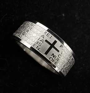 Wholesale Cross Men's <b>Ring</b> <b>Cheap</b> Trendy Titanium Christian Prayer Jewelry Chunky Silver Evergreat SM0545 Custom Size - Product Image 2