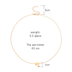 Accesorios de moda europeos y americanos, collar de letras de una sola capa con corazón para mujer, colgante en inglés ABC - Product Image 2