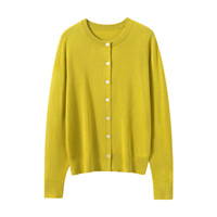 Cardigan décontracté en soie et cachemire pour femme, design élégant et léger, pull fin en maille pour le printemps, motif uni