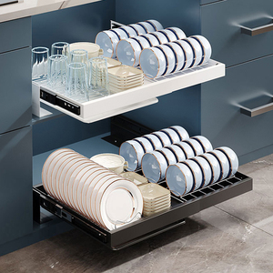 Organisateur de placard de cuisine extensible robuste avec tiroir <span class=keywords><strong>coulissant</strong></span> et <span class=keywords><strong>plateau</strong></span> anti-gouttes à glissement fluide - Product Image 1