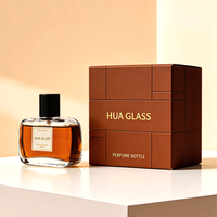 Vente en gros de flacons de parfum vides en verre carrés de 50 ml avec bouchon noir brillant, emballage personnalisé avec logo, boîte cadeau