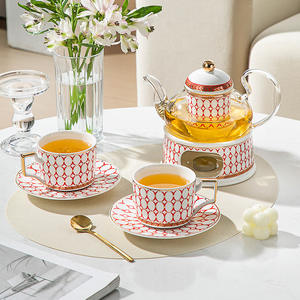Service à thé floral, théière chauffante en céramique pour la maison, théière à fruits, services à thé de l'après-midi britanniques et nordiques - Product Image 4