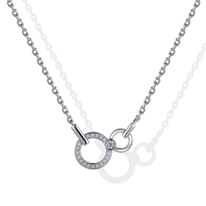 IGI/GIA Certified 14K Gold Intertwined Double <b>Ring</b> <b>Necklace</b> Lab Diamond Pave Interlocking Orbit Box Chain Daily Luxe Jewelry - Product Image 5