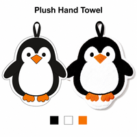 Serviette de toilette en peluche personnalisée en forme de pingouin, vente en gros, serviette de toilette en peluche pingouin personnalisée
