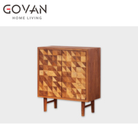 Lemari Samping Kecil Gaya Wabi Sabi Kayu Elm Solid Unit Penyimpanan Minimalis untuk Dekorasi Interior Ruang Tamu Kamar Tidur