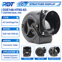 Ventilateur radial industriel AC 230V D2E146-HT65-63 avec impeller de 146 mm pour refroidissement d'armoires, pièce de rechange pour équipement de ventilation CVC