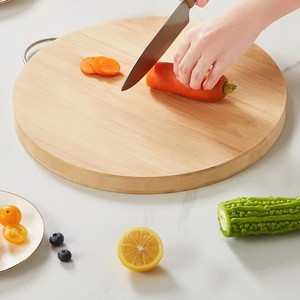 Tabla de cortar redonda de bambú de 30 cm, gruesa, de doble cara, para cortar frutas y verduras - Product Image 2