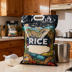 Bolsa de Arroz Laminada con Logotipo Personalizado |   Bolsa de Plástico de Fondo Plano de Grado Alimenticio 1kg 5kg 10kg - Product Image 4